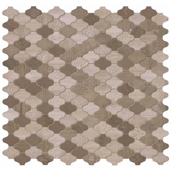 Msi Arctic Storm Arabesque 12.6 In. X 12 In. X 10 Mm Multi Finish Marble Mesh-Mounted Mosaic Tile, 10PK ZOR-MD-0472 - main
